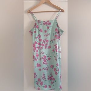 Jolie & Joy pink & sea foam green floral slip dress size XL.